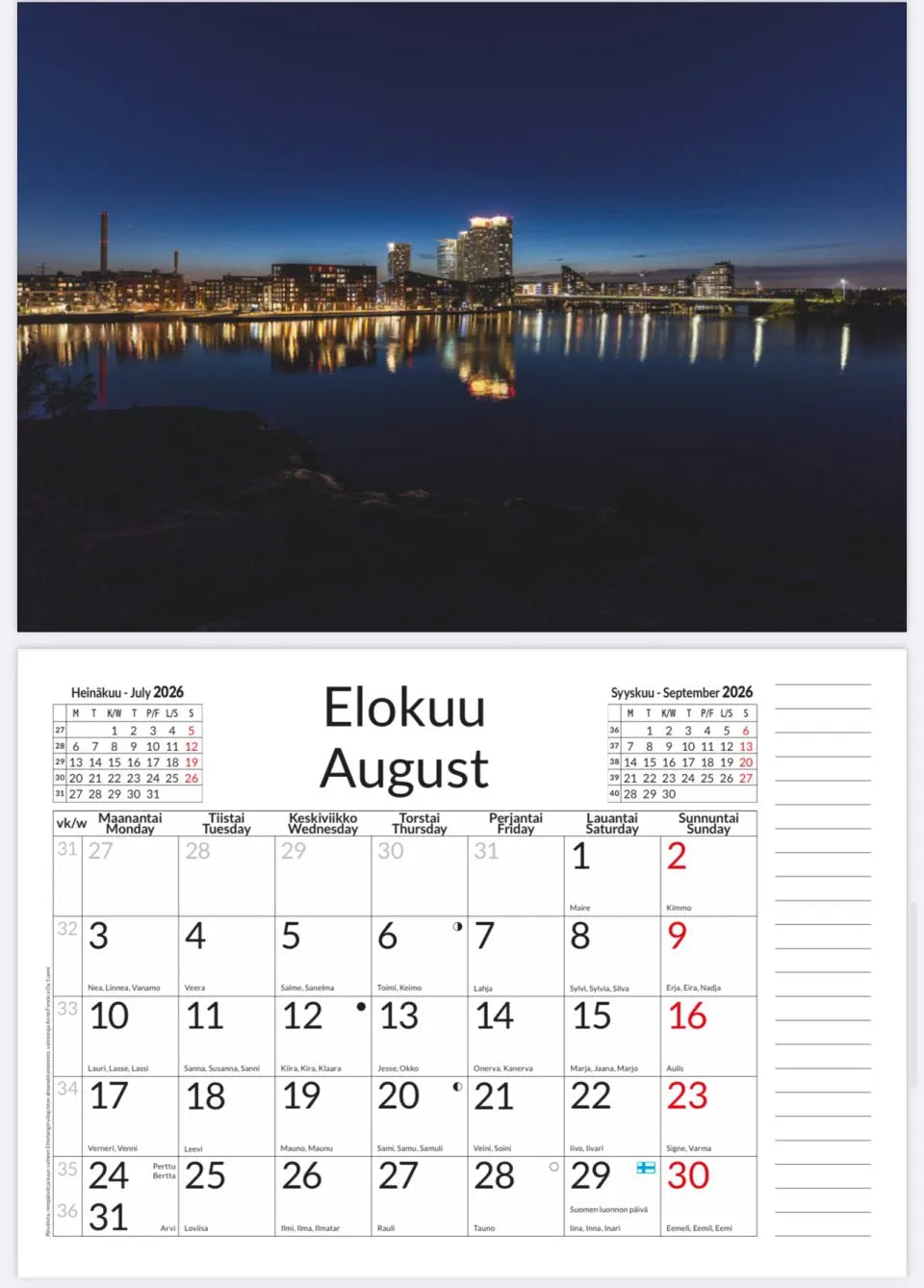 Helsinki -seinäkalenteri 2026
