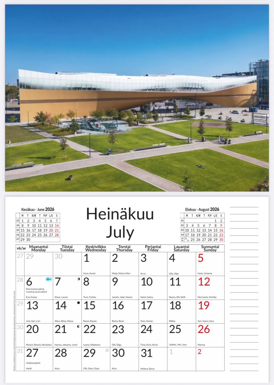 Helsinki -seinäkalenteri 2026