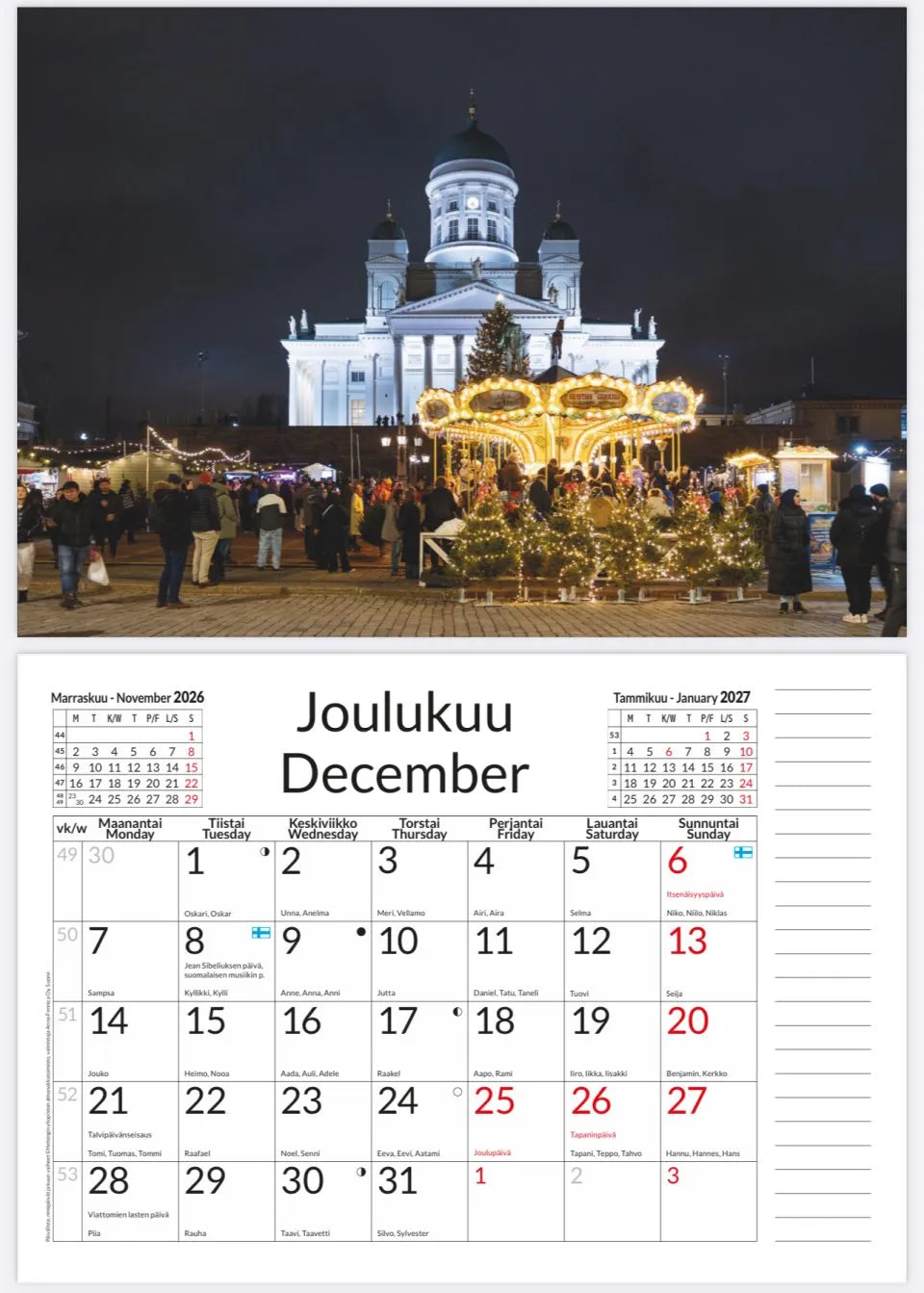 Helsinki -seinäkalenteri 2026