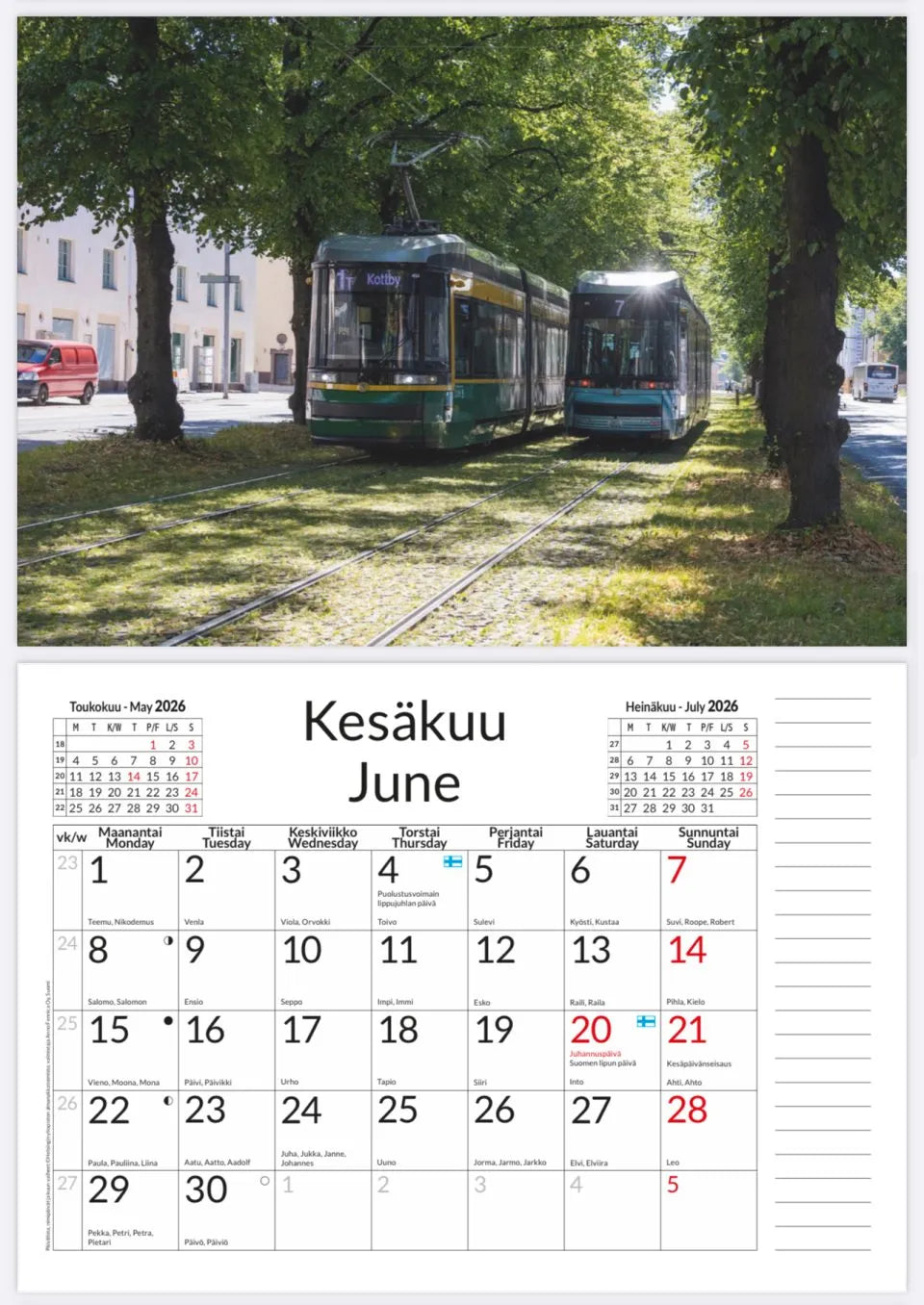 Helsinki -seinäkalenteri 2026