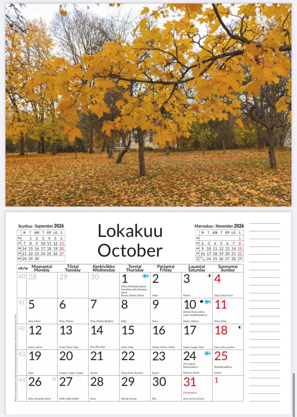 Helsinki -seinäkalenteri 2026