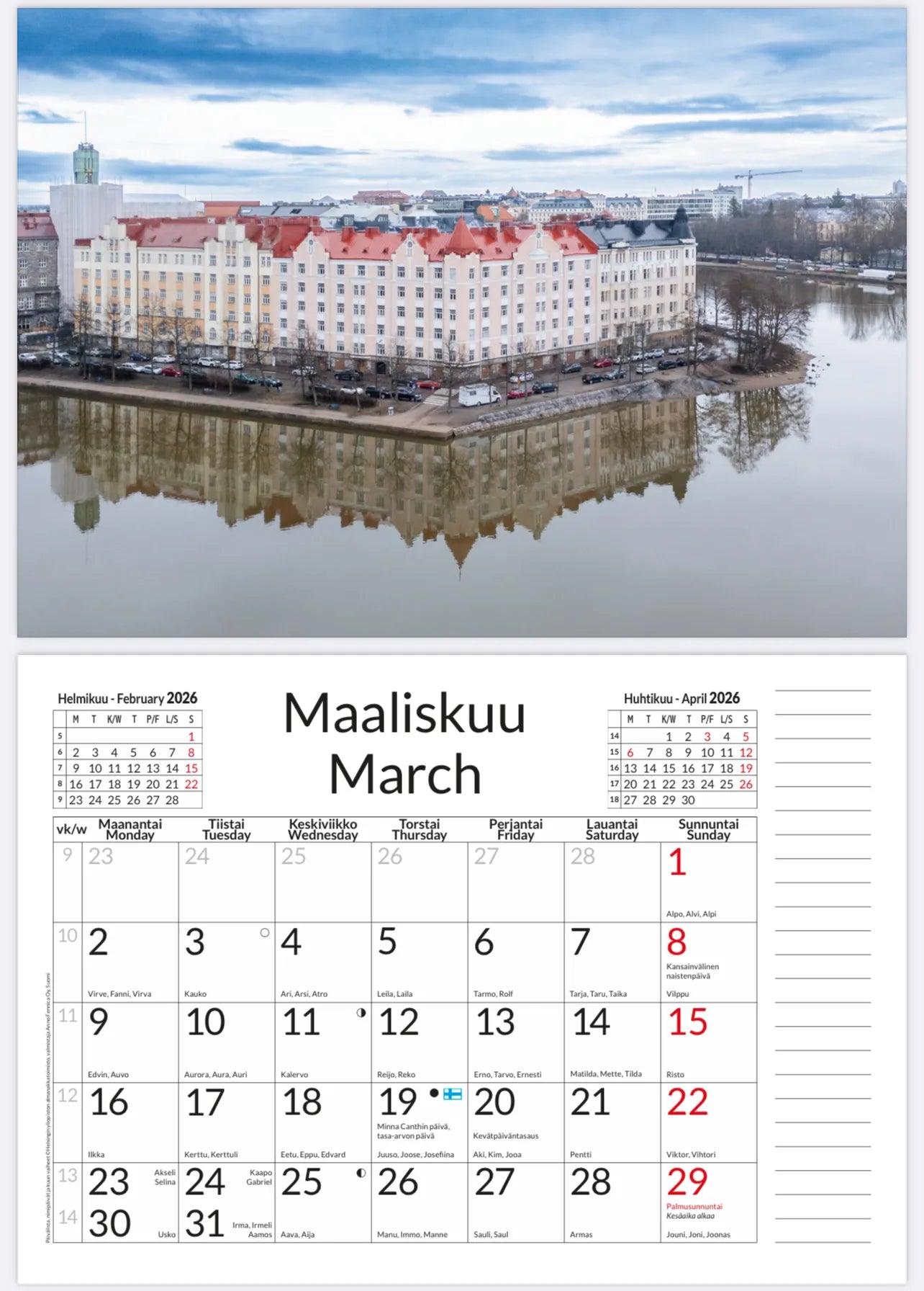 Helsinki -seinäkalenteri 2026