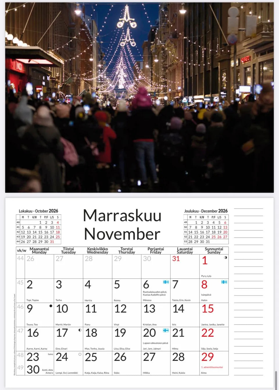Helsinki -seinäkalenteri 2026