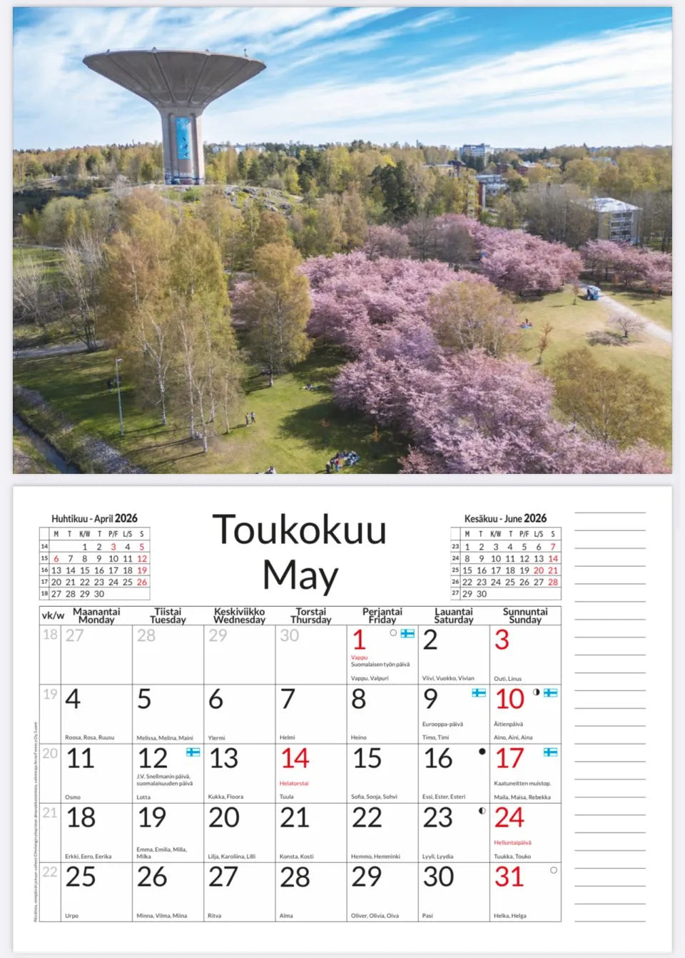 Helsinki -seinäkalenteri 2026